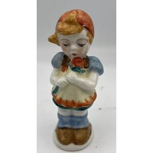 Rare Vintage Girl With Rose Japan Figurine Hand painted Small